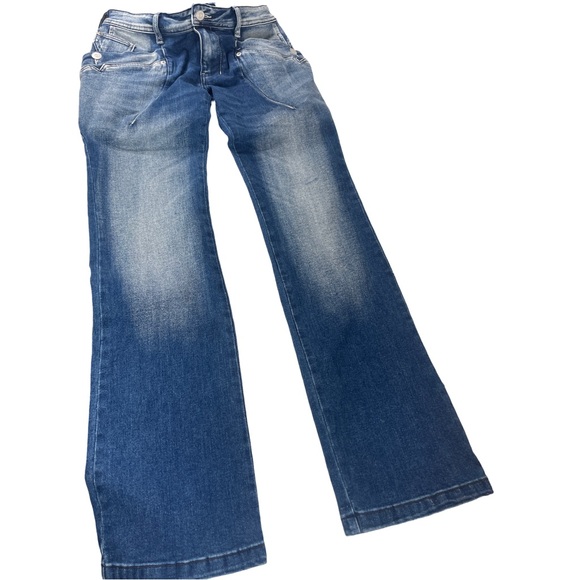 🔥 Flamingo Blue Distressed Flare Jeans - Y2K - Picture 1 of 9